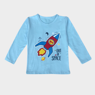 Out Of Space Rocket Full Sleeves Tee & Pajama Set