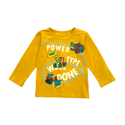 Power Type Crane in Mustard Full Sleeves Tee & Pajama Set