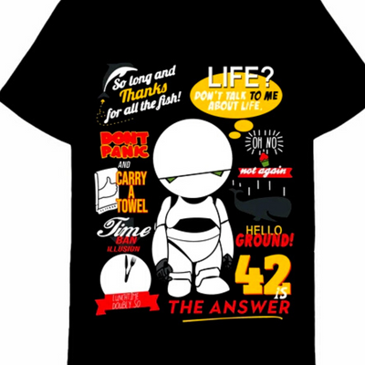 Robot Group 42 is The Answer Black Graphics Tee